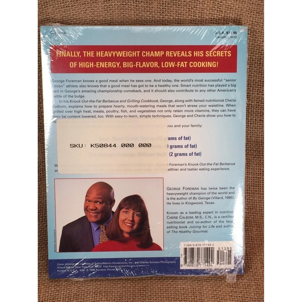 George Foreman Knock-Out-The-Fat Barbecue Grilling Cookbook 1996 New Sealed